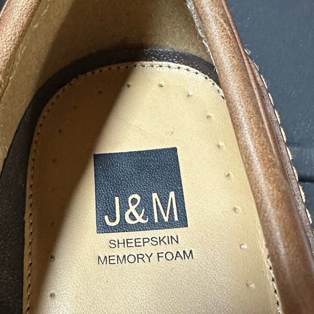 Johnston & Murphy Brown Leather Loafers with Woven Design